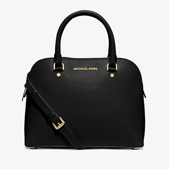 Michael Kors Cindy Saffiano Black Leather Crossbody - Picture 1 of 12